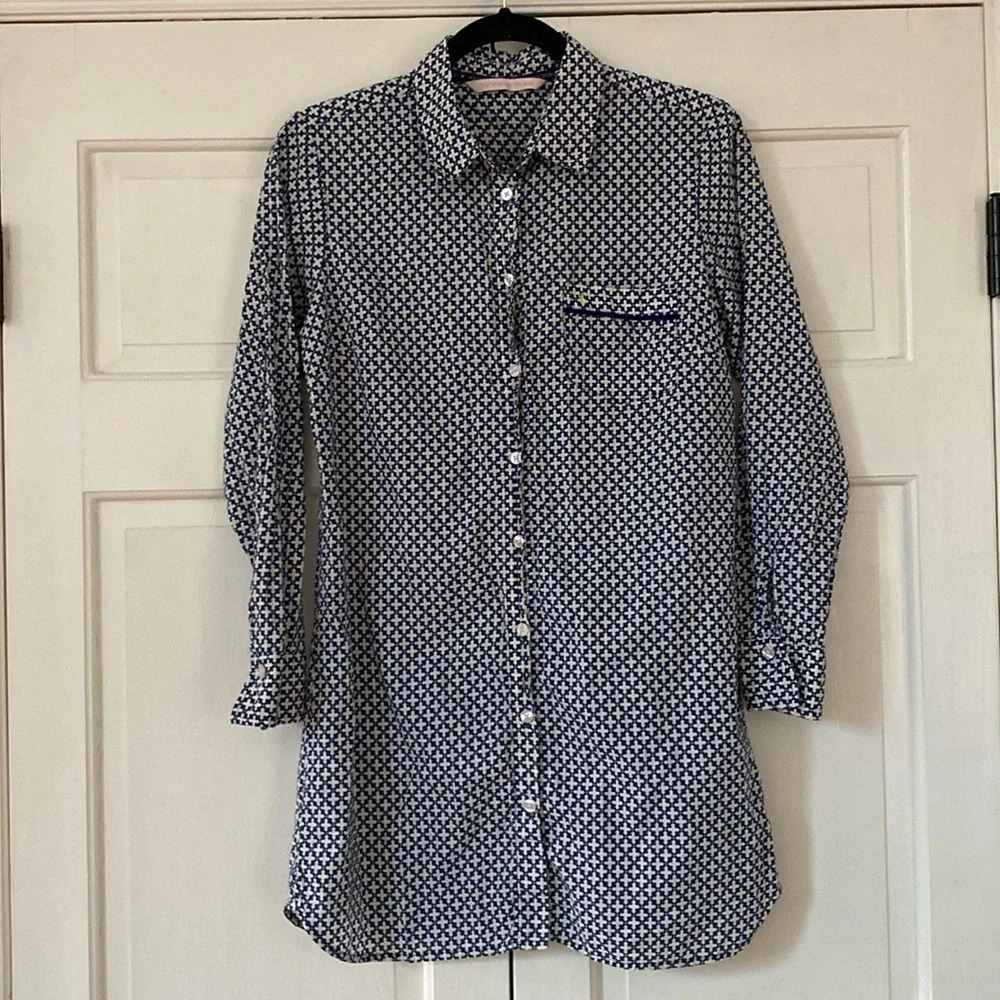 Victoria’s Secret Mayfair Nightshirt Collared Nightgown Cotton Sleeves Button Up